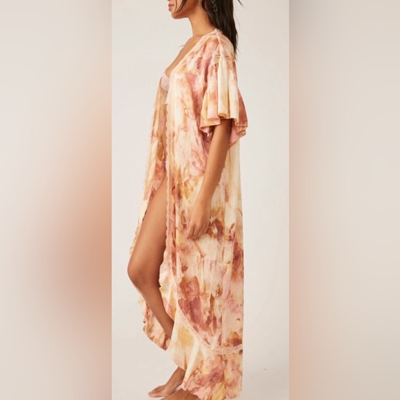 NWOT Free People Intimately Moonbeams Floral Lace Trim Sweet Combo Robe. - Picture 7 of 17